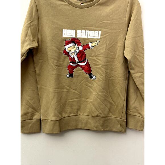 Cactus Boy Tan Khaki "Hey Santa" Santa Dab Long Sleeve Sweatshirt 13/14  NWT - Picture 3 of 9